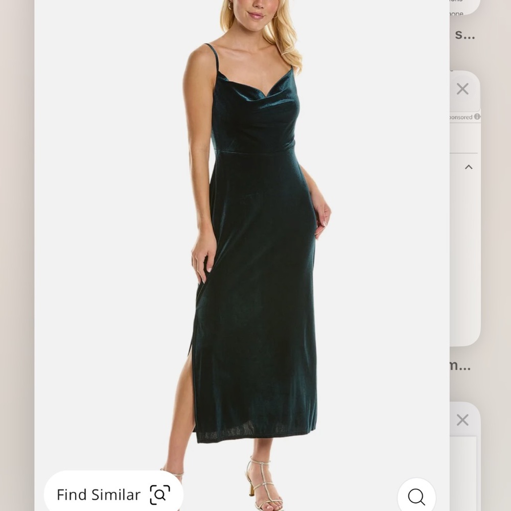 taylor Petite Cowl-Neck Sleeveless Midi Velvet Dress